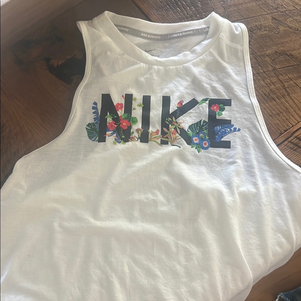 Nike White Floral Print Tank Top
